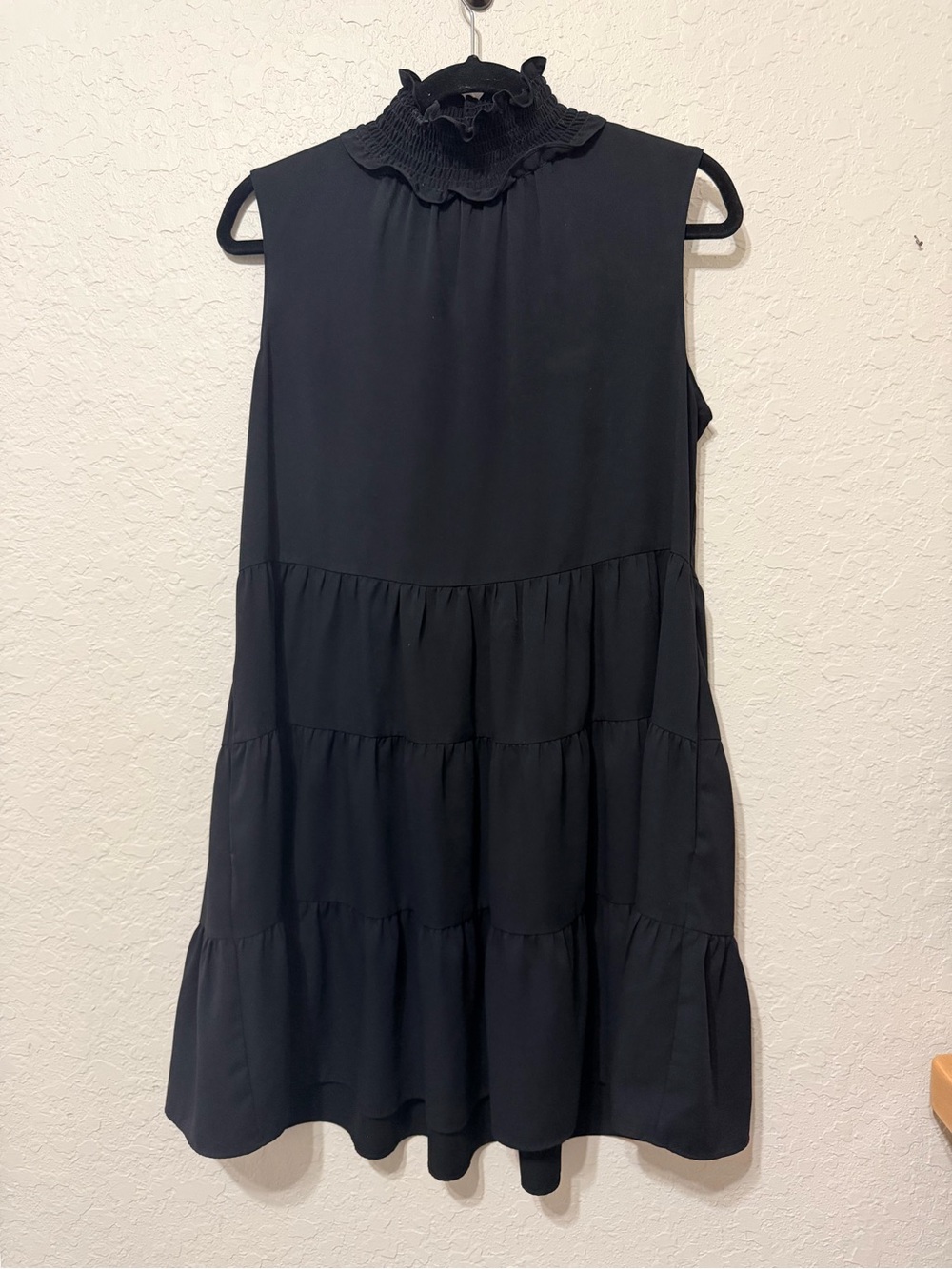 Amanda Uprichard Little Black Tiered Dress with Ruffle Neck